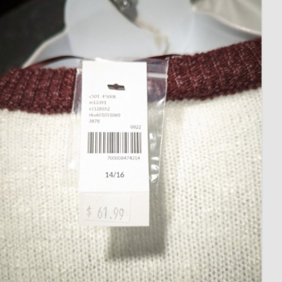 NWT Lane Bryant Maroon Colorblock Long Sleeve Cardigan Sweater Plus 14/16 - Picture 3 of 3